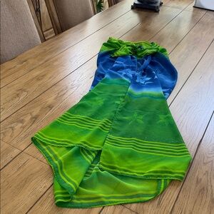 Sarong Bathing Suit Coverup in Green & Blue